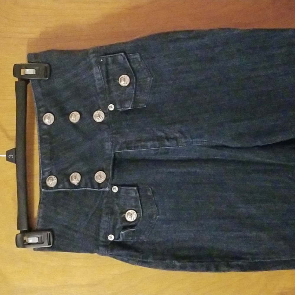Navy High Rise Buttoned Jeans